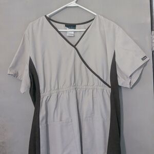 Stylish Cream and Black V-Neck Dress